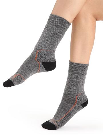 Dámské Ponožky Icebreaker Merino Hike+ Medium Crew Šedé Černé | CZ 1516ILHS